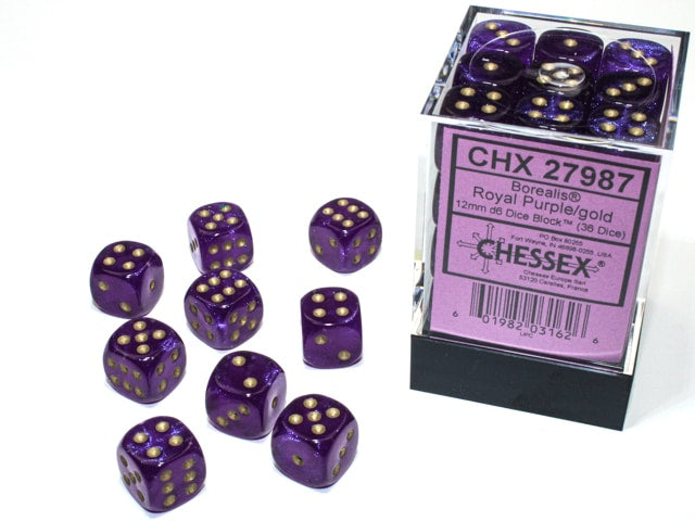 CHX27987 Borealis Royal Purple Block of 36 6-sided 12mm Dice image 0